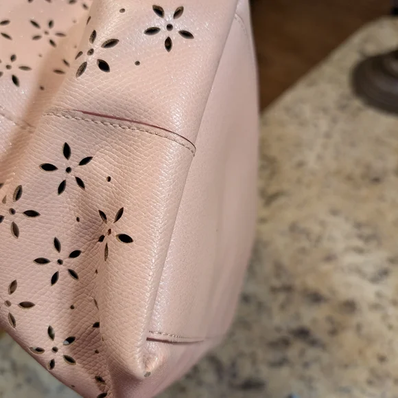 Coach sparkly Light Pink Laser Cut Floral Cutout City Tote and Wallet - Picture 11 of 14